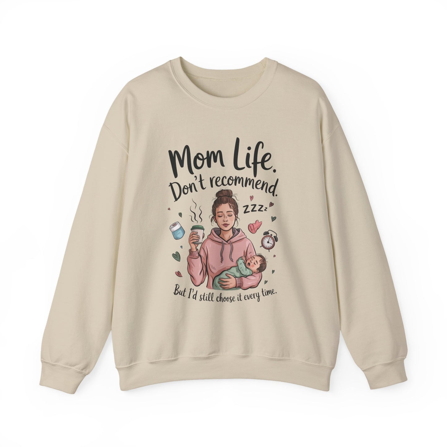 Mom Life Crewneck Sweatshirt, New Mom Gift, Cozy Everyday Wear, Funny Parent Apparel, Tired Mama Humor Tee