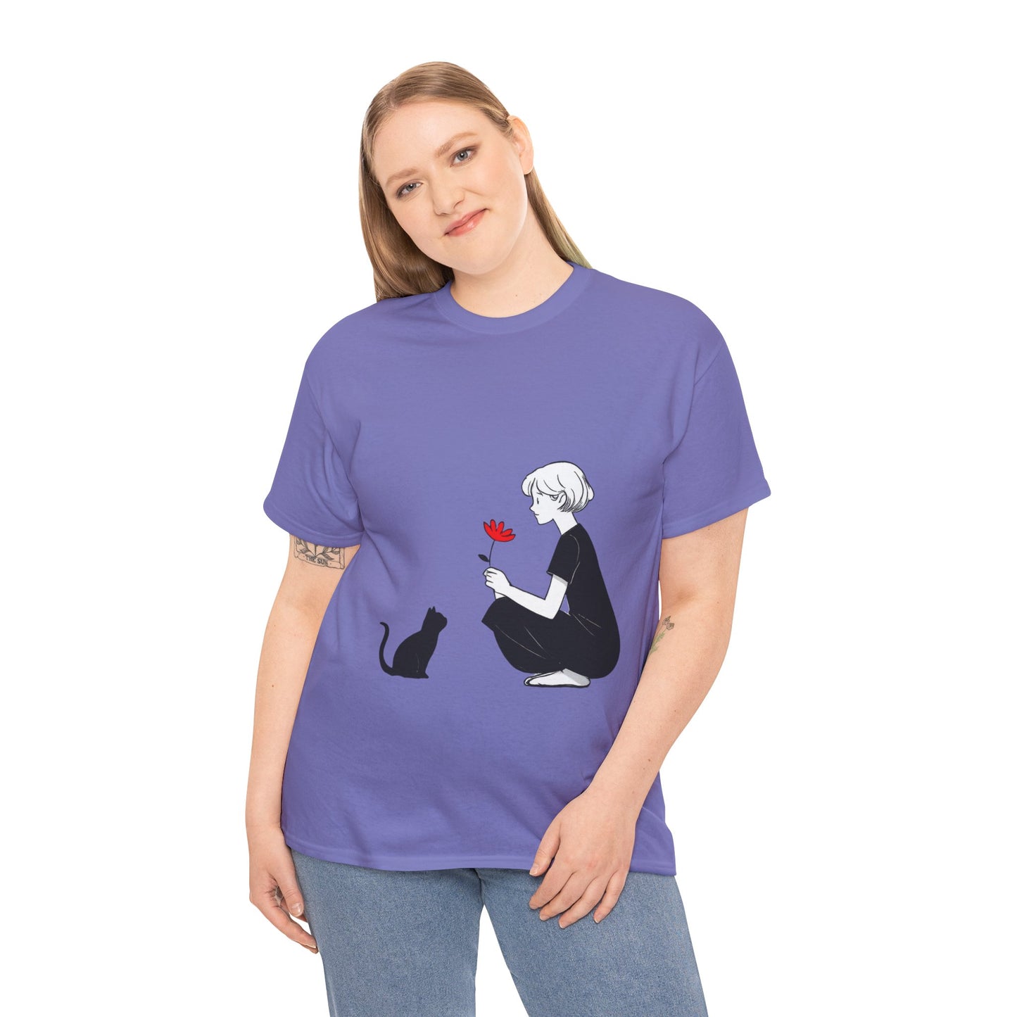 Cat Lover's Heavy Cotton Tee, Cute Cat Shirt, Pet Owner Gift, Animal Lover Apparel, Birthday Gift for Her, Women's Cotton T-Shirt, Cat Lover