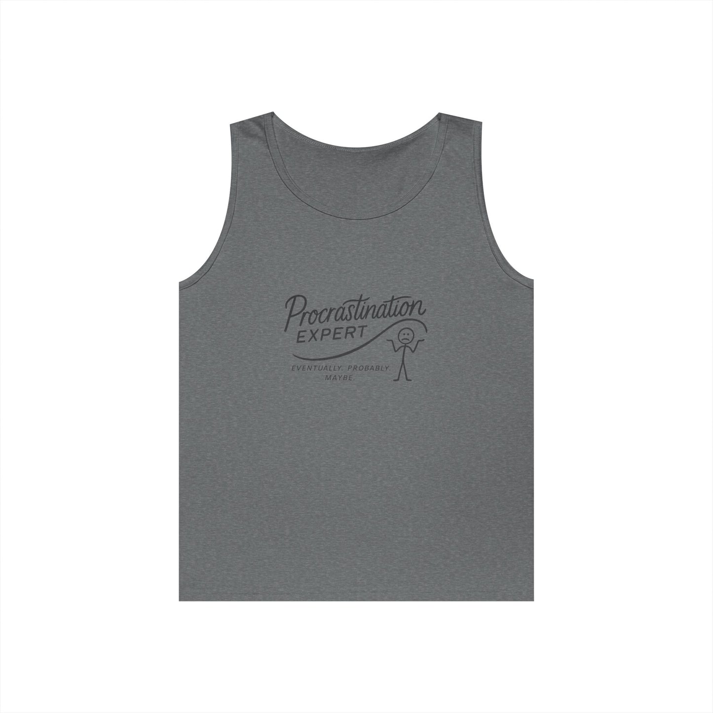 Procrastination Expert Unisex Heavy Cotton Tank Top, Funny Gift for Students, Casual Summer Wear, Relaxed Fit, Birthday Gift, Motivation Top