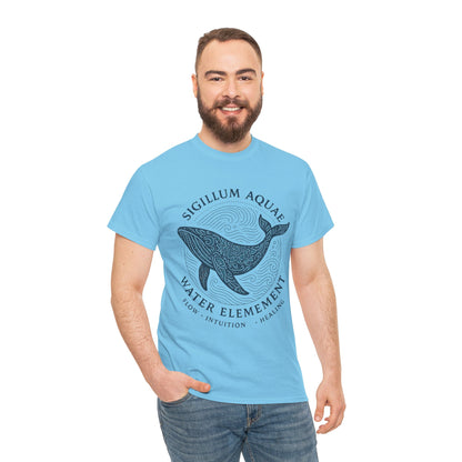 Water Element Whale Tee, Sigillum Aquae Symbol, Flow Intuition Healing, Spiritual Ocean Totem Tee, Nature Energy Shirt, Mindfulness Fashion