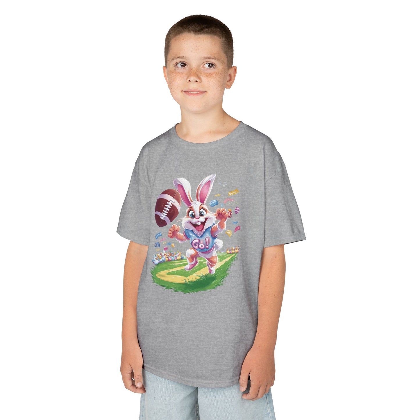 Touchdown Bunny Kids T-Shirt - Cute Easter Football Shirt for Kids, Fun Spring Outfit, Sports Bunny Tee Gift for Little Athletes Easter Gift