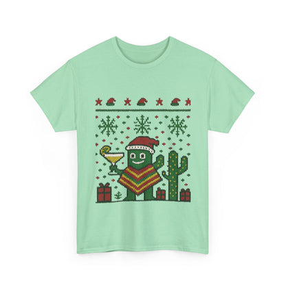 Festive Cactus Christmas Shirt, Funny Holiday Santa Hat Tee for Women, Women's Funny Xmas Shirt