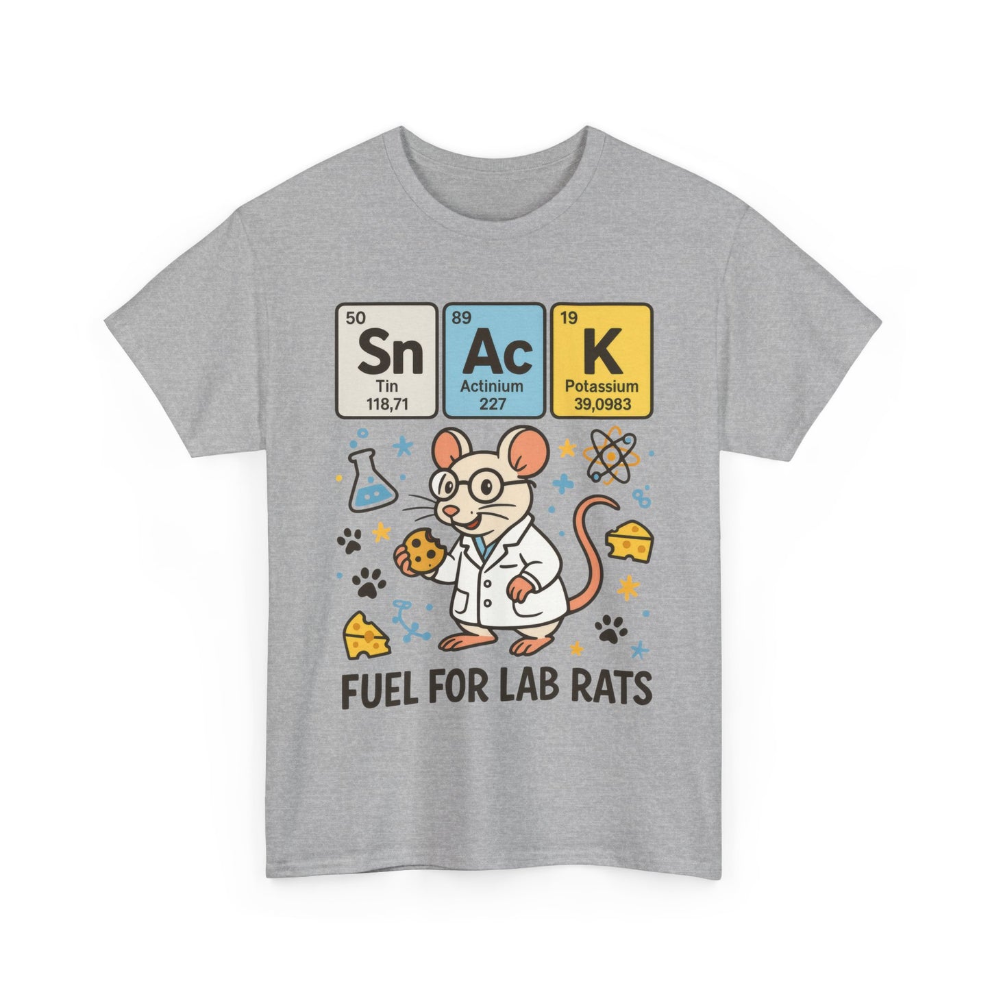 Funny Womens Science T-Shirt,Periodic Table Tee, Fuel for Lab Rats Nerdy Shirt, Gifts for STEM Lovers, Quirky Science Apparel