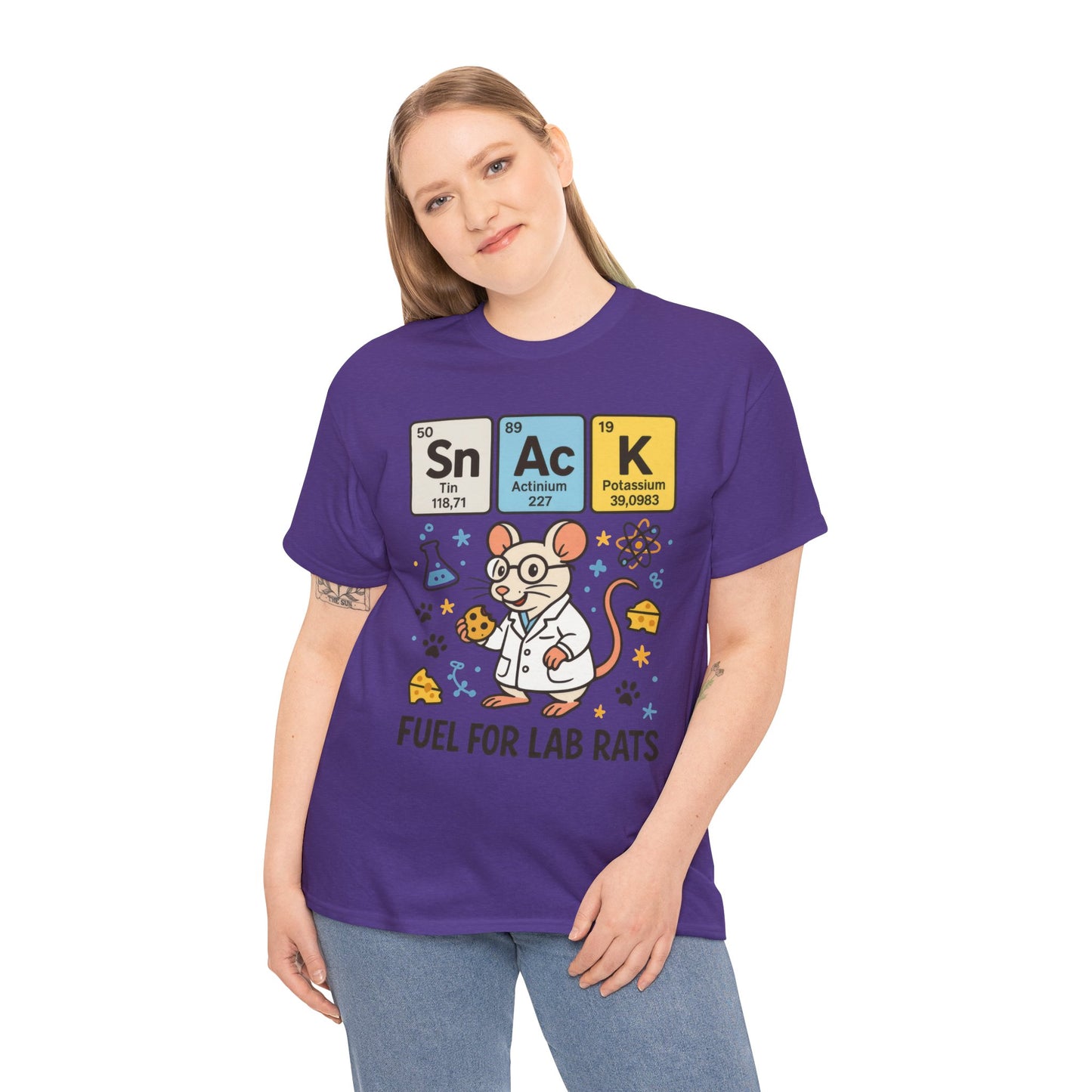 Funny Womens Science T-Shirt,Periodic Table Tee, Fuel for Lab Rats Nerdy Shirt, Gifts for STEM Lovers, Quirky Science Apparel