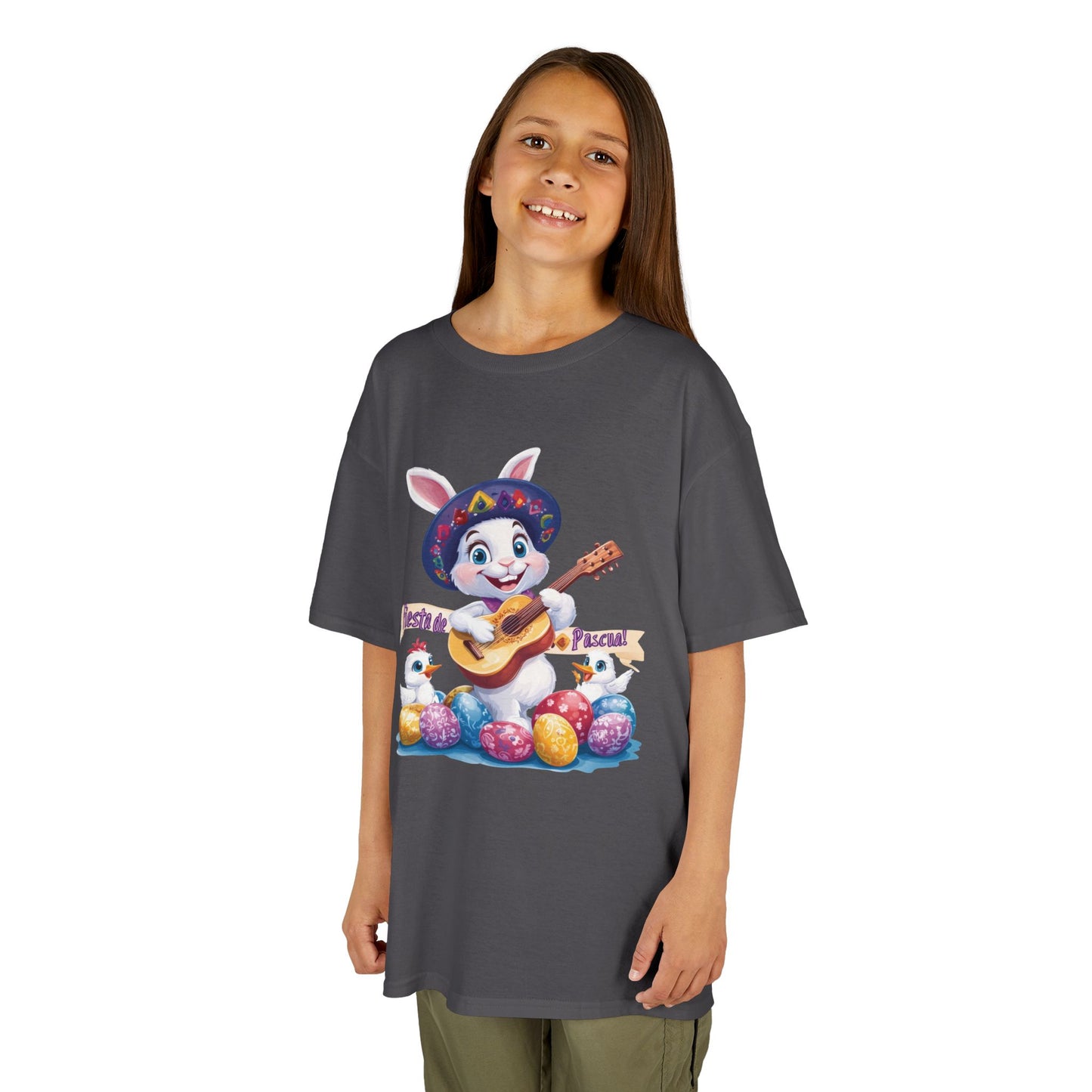 Mexican Easter Bunny Kids T-Shirt - Fiesta de Pascua Shirt with Guitar, Fun Spring Festival Tee, Colorful Holiday Gift for Children
