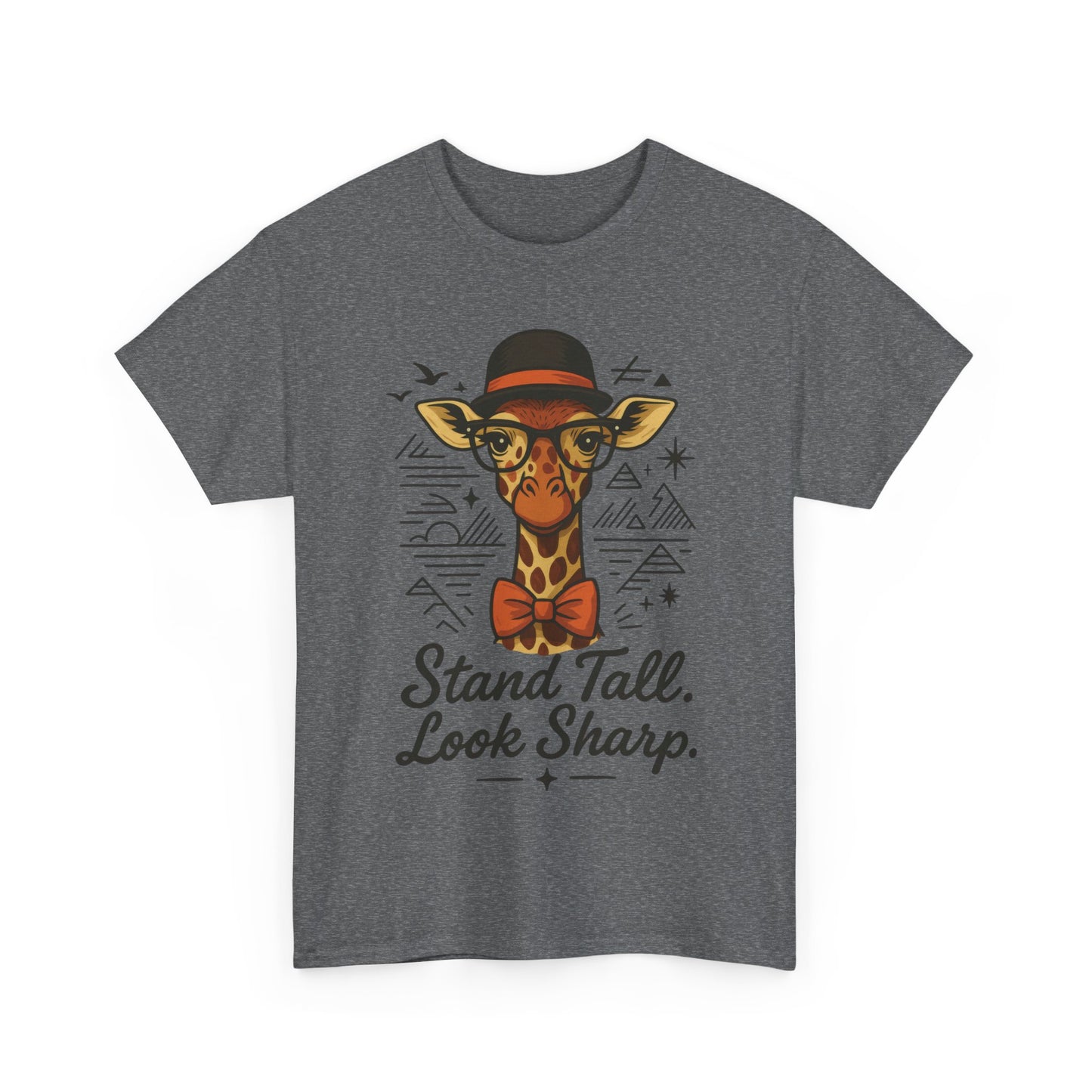Hipster Giraffe T-Shirt with Hat and Glasses, Whimsical Giraffe Tee, Fun Gift, Cute Graphic Shirt, Unisex Heavy Cotton Tee