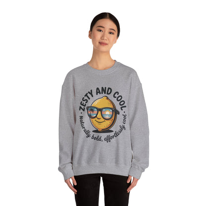 Zesty and Cool Crewneck Sweatshirt, Womens Lemon Sweatshirt for Casual Wear, Trendy Gift, Summer Vibes, Comfortable Apparel