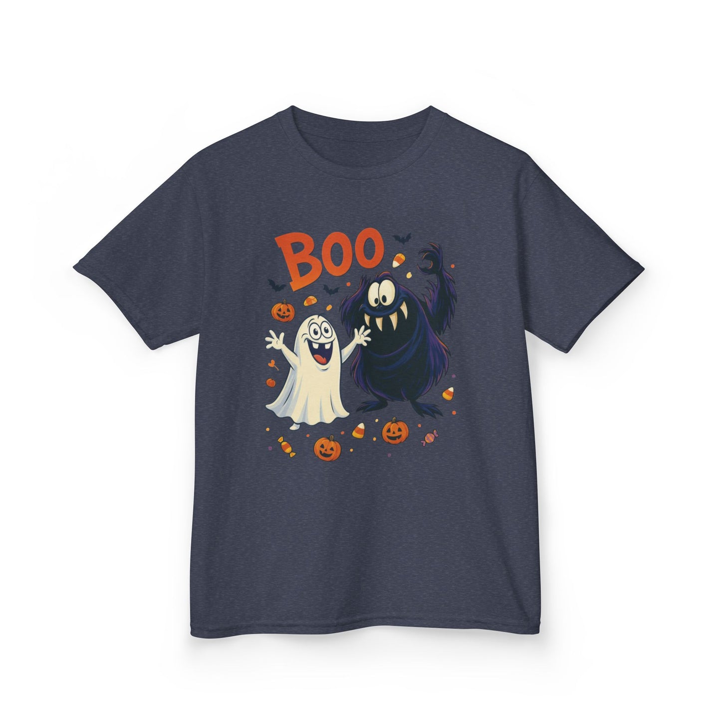 Kids Halloween T-Shirt BOO! Cute Ghost Monster Shirt, Funny Spooky Graphic Tee for Boys Girls, Halloween Costume Gift