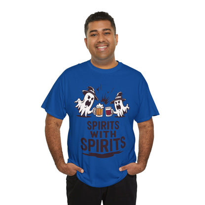 Spirits With Spirits Men's T-Shirt, Funny Ghost Drinking Halloween Party Graphic Tee