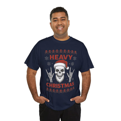 Heavy Christmas Sweatshirt, Metal Santa Skull Holiday Pullover for Men