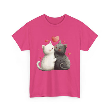Cute Cat Love T-Shirt, Adorable Feline Couple Tee, Gift for Cat Lovers, Valentine's Day Shirt, Cozy Everyday Wear, Cat Mom T-Shirt