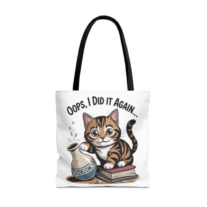 Cat-Themed Tote Bag, "Oops, I Did It Again", Perfect Gift for Cat Lovers, Pet Owners, Birthday, or Everyday Use, Large Tote Bag, beach bag