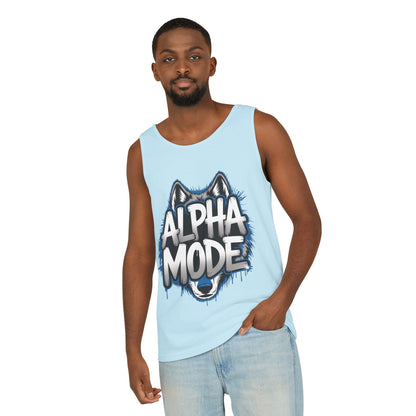 Mens Garment-Dyed Tank Top, Alpha Mode Wolf Graphic Mens Tank Top Gym Wear