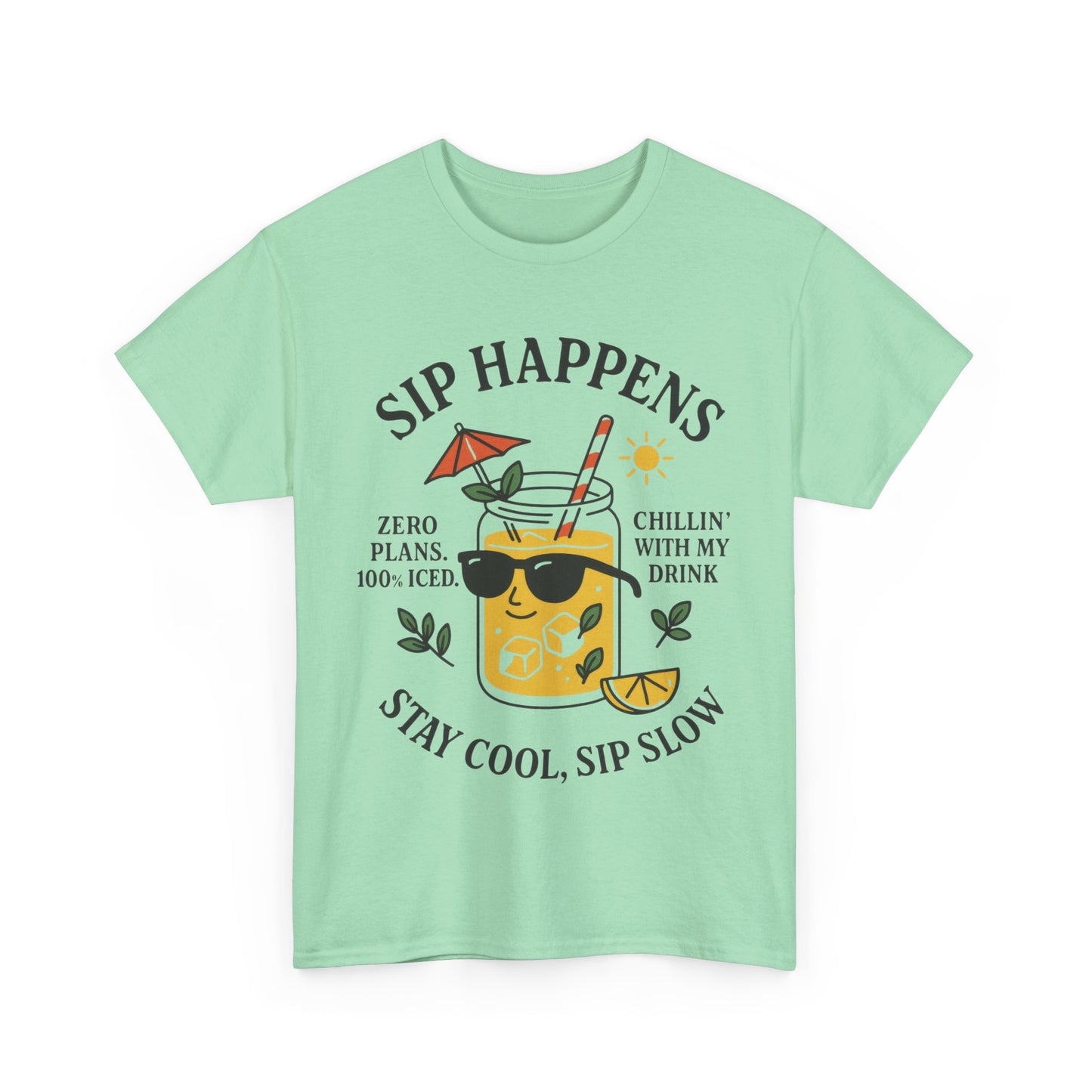 Sip Happens Womens T-Shirt, Funny Summer Drink Graphic Tee, Stay Cool Sip Slow Lemonade Shirt, , Beach Wear, BBQ Parties, Chill Summer Vibes