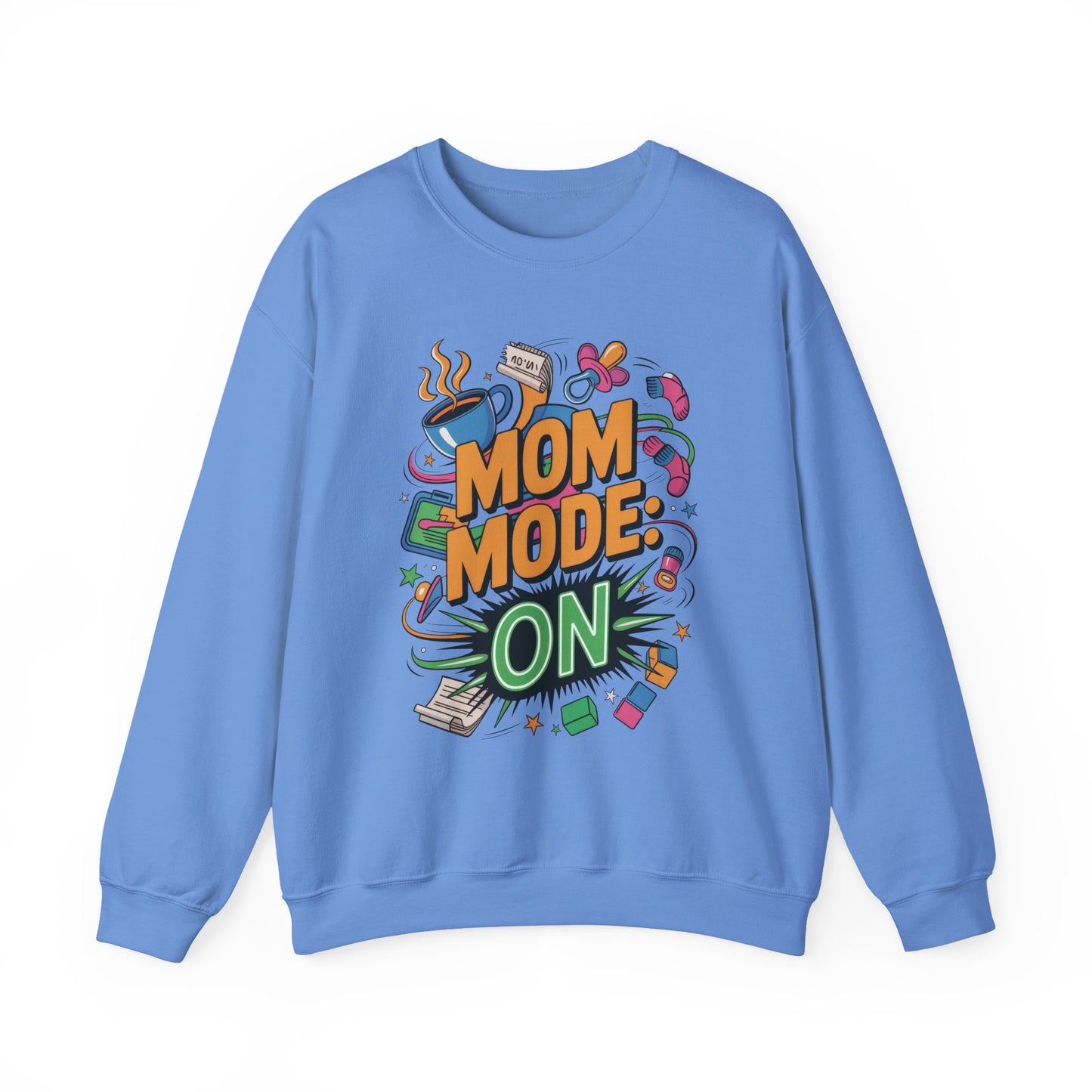 Mom Mode On Crewneck Sweatshirt, Gift for Mom, Mother's Day Humor T-Shirt, Cute Mama Life Graphic Tee, Mother's Day Gift