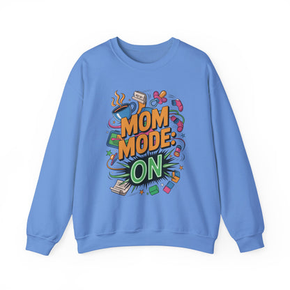 Mom Mode On Crewneck Sweatshirt, Gift for Mom, Mother's Day Humor T-Shirt, Cute Mama Life Graphic Tee, Mother's Day Gift