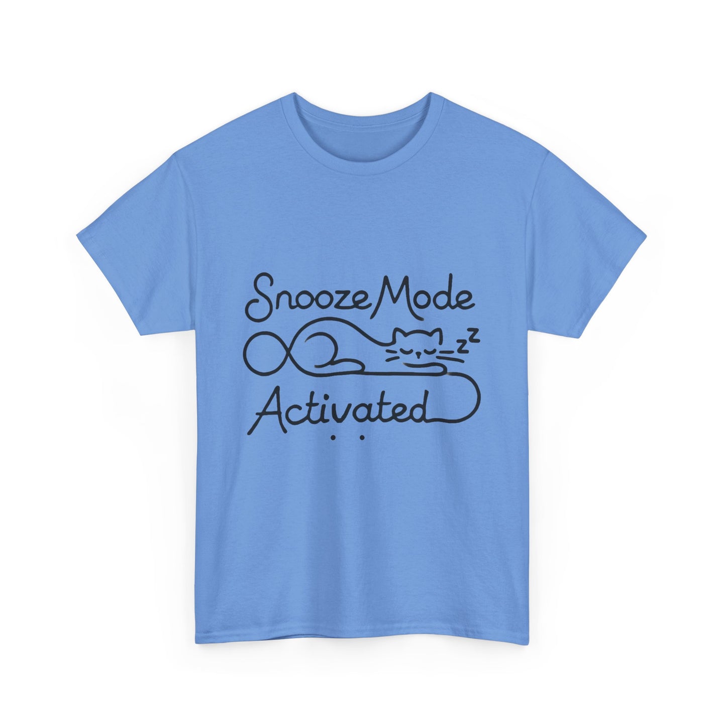 Cotton T-Shirt for Cat Lovers, Funny Sleeping Cat Tee,  Lazy Mood Graphic, Women's Heavy Cotton T-Shirt Gift for Cat Lovers
