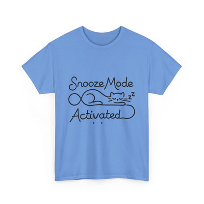 Cotton T-Shirt for Cat Lovers, Funny Sleeping Cat Tee,  Lazy Mood Graphic, Women's Heavy Cotton T-Shirt Gift for Cat Lovers