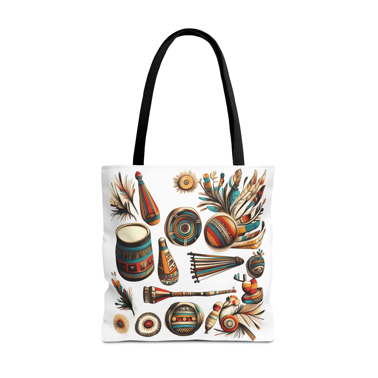 Boho Tribal Music Tote Bag, Ethnic Percussion Instrument Art, Festival Vibes, Shopping Bag, Bohemian Tote, Weekender Bag, Beach Bag, Large Canvas Bag