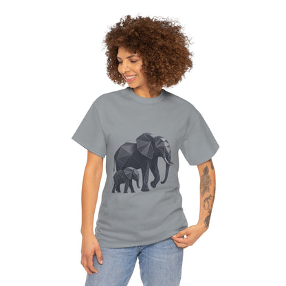 Geometric Elephant Tee - Minimalist Art Shirt, Nature Lover Gift, Animal Print T-Shirt, Unisex Cotton Tee, Eco-Friendly Wear