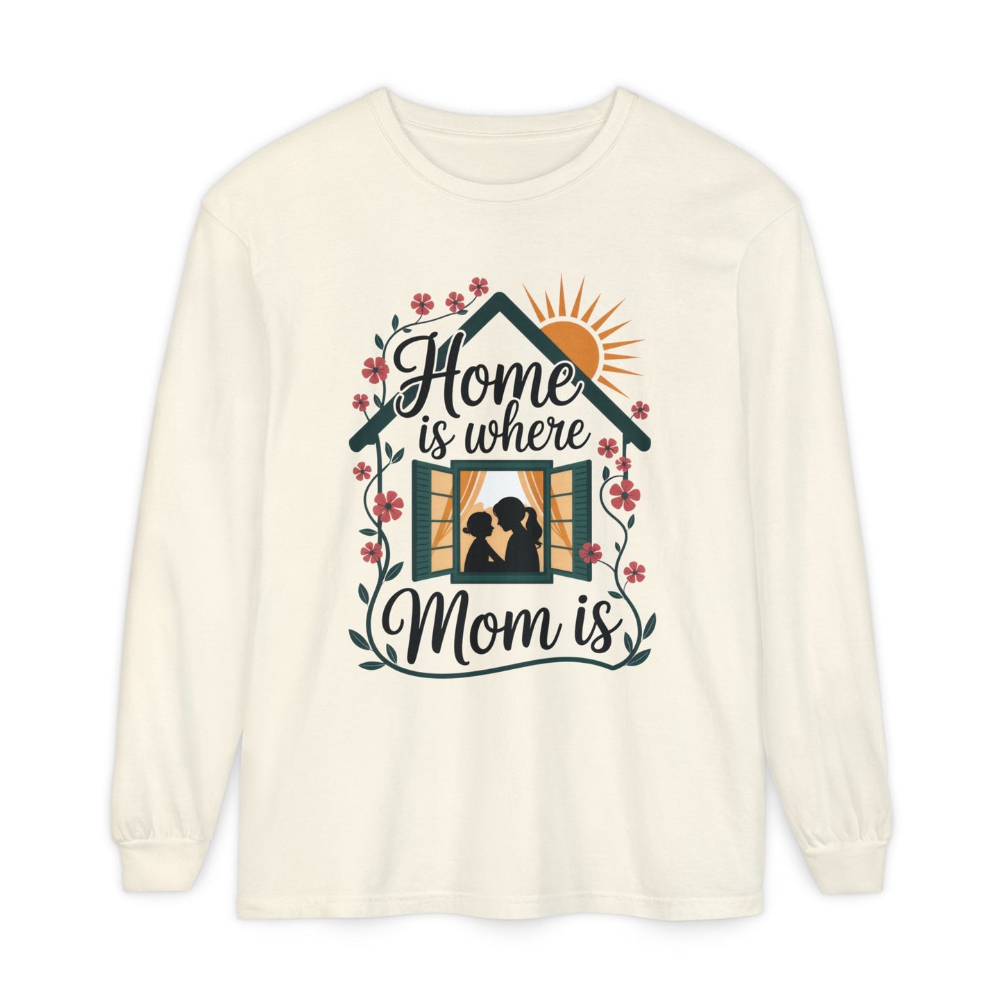 Home Is Where Mom Is Long Sleeve T-Shirt, Mother's Day Cotton Shirt, Cute Family Gift for Mom, Sentimental Mom Gift, mother's day Gift