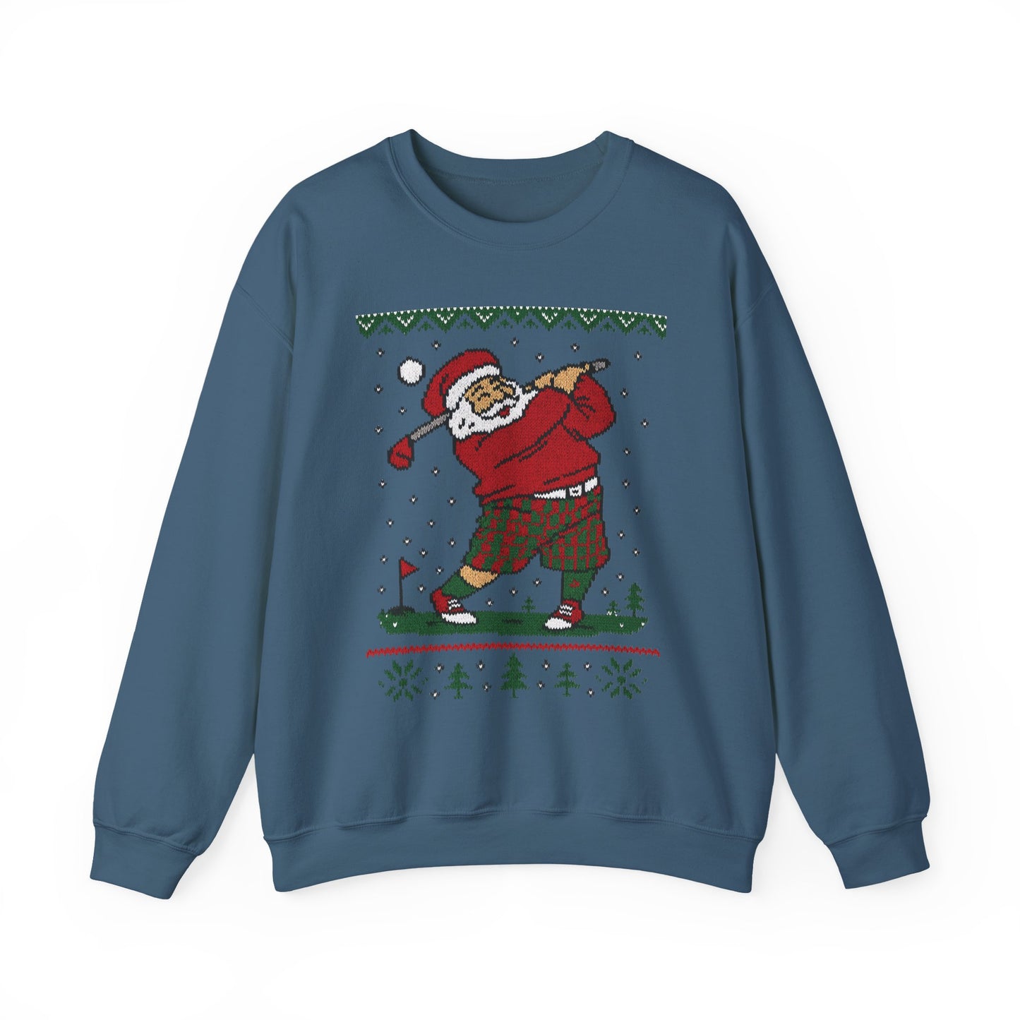 Golfing Santa Christmas Sweatshirt, Funny Golf Lover Holiday Jumper, Ugly Christmas Golf Sweater for Men