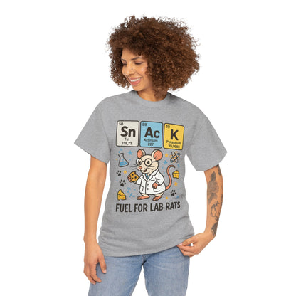 Funny Womens Science T-Shirt,Periodic Table Tee, Fuel for Lab Rats Nerdy Shirt, Gifts for STEM Lovers, Quirky Science Apparel