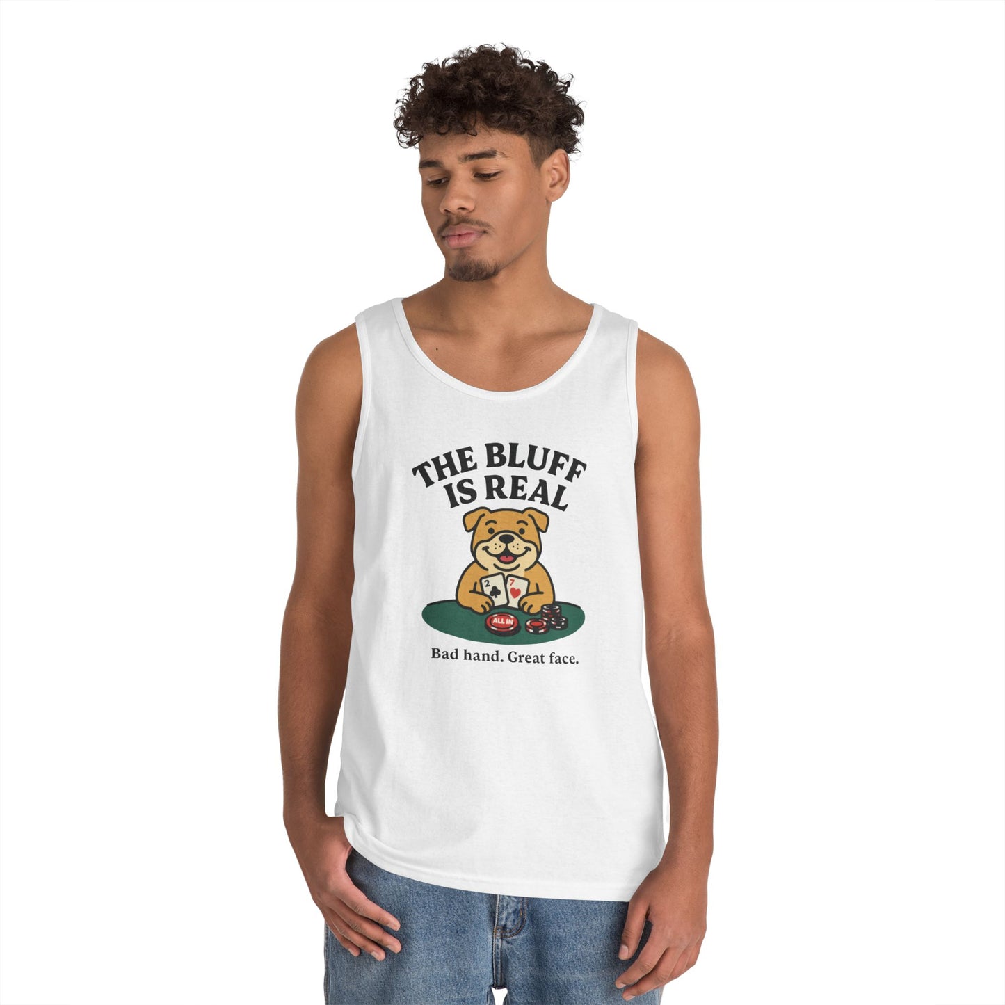 Funny Dog Poker Tank Top, The Bluff is Real Tee, Animal Lover Gift, Unisex Casino Humor Gift, Poker Night Apparel, Cute Pet Humor T-Shirt