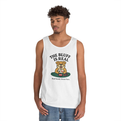 Funny Dog Poker Tank Top, The Bluff is Real Tee, Animal Lover Gift, Unisex Casino Humor Gift, Poker Night Apparel, Cute Pet Humor T-Shirt