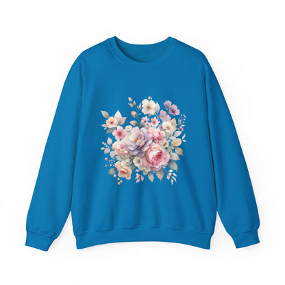 Floral Crewneck Sweatshirt, Cozy Floral Sweatshirt for Spring, Gift for Her, Women's Floral Top, Pastel Floral Sweatshirt