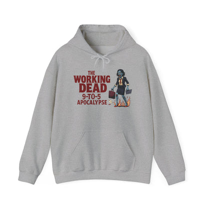 The Working Dead 9-to-5 Apocalypse Hoodie, Women's Horror Office Zombie Sweatshirt, Halloween Zombie Top, Halloween Work Top