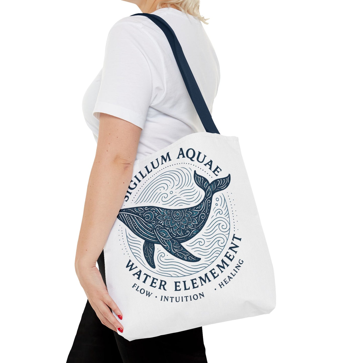 Whale Water Element Tote Bag: Spiritual Gift, Eco-Friendly, Beach Bag, Yoga Accessories, Meditation Essentials, Weekender Bag, Large Bag