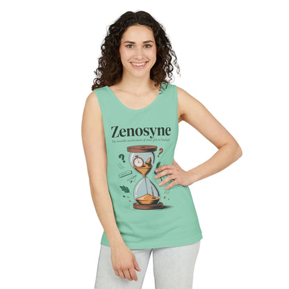 Zenosyne Tank Top, Unisex Garment-Dyed Tee, Time Awareness Gift, Casual Summer Wear, Philosophy Shirt, Unique Everyday Apparel