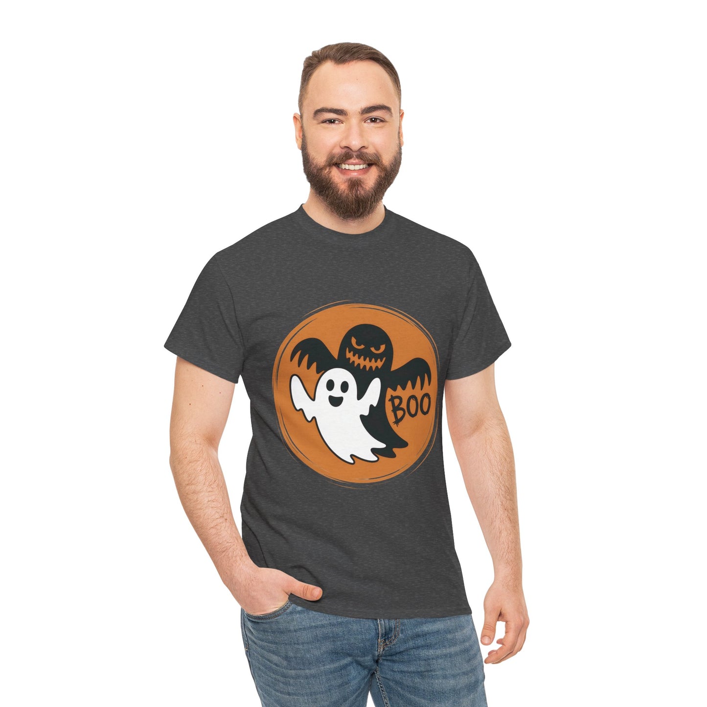 Halloween Ghost Men's T-Shirt, Cute Spooky BOO Tee, Men's Funny Scary Shirt for Men