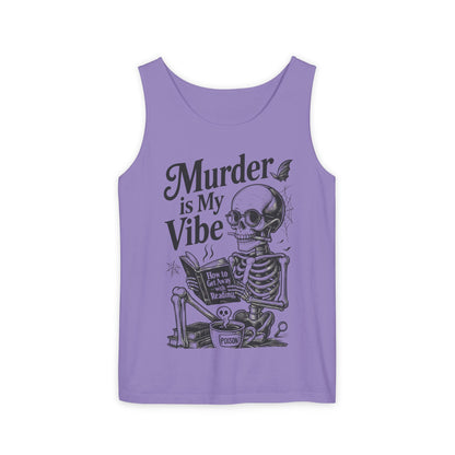 Murder Is My Vibe Tank Top, Womens Goth Tank, Halloween Clothing, Skeleton Graphic Tee, Cozy Casual Wear, Quirky Gift Idea