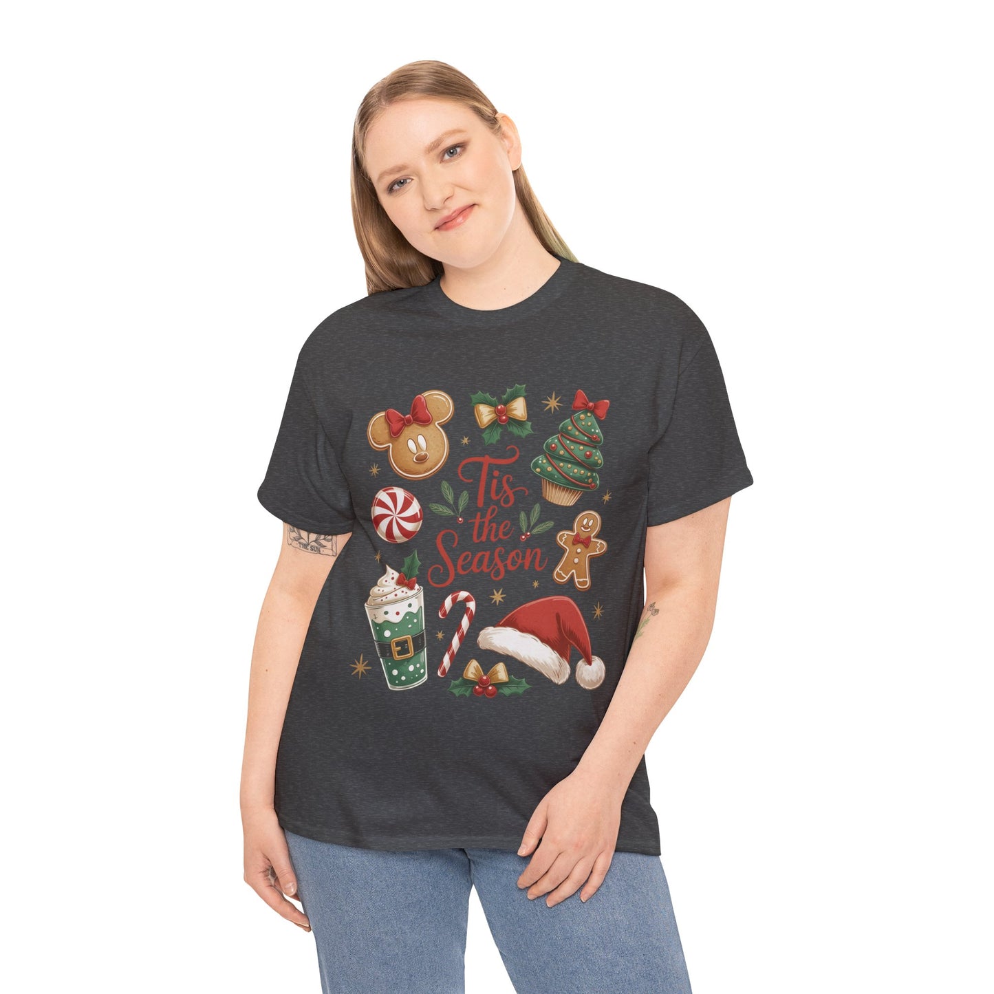 Women's Tis the Season Christmas Shirt, Cute Holiday Cookie - Coffee Tee, Women's Heavy Cotton Tee