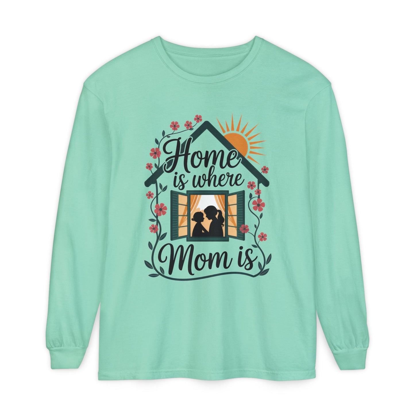 Home Is Where Mom Is Long Sleeve T-Shirt, Mother's Day Cotton Shirt, Cute Family Gift for Mom, Sentimental Mom Gift, mother's day Gift