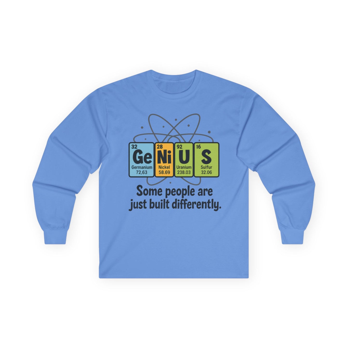 Funny Genius Long Sleeve Tee, Periodic Table Nerd Tee, Science Humor Tee for Smart Guys, Unisex Gift, Science Shirt, Nerdy Fashion