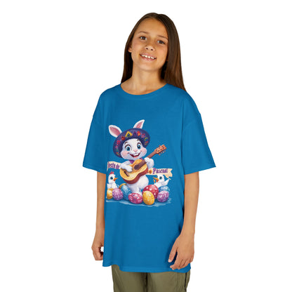 Mexican Easter Bunny Kids T-Shirt - Fiesta de Pascua Shirt with Guitar, Fun Spring Festival Tee, Colorful Holiday Gift for Children