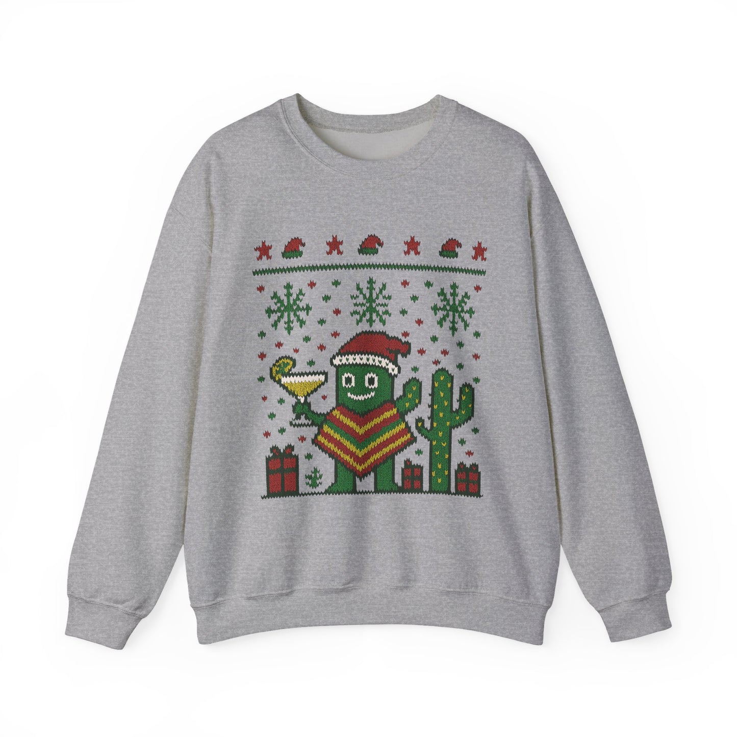 Festive Cactus Christmas Women's Sweatshirt, Funny Santa Hat Holiday Pullover, Women's Heavy Blend™ Crewneck Sweatshirt