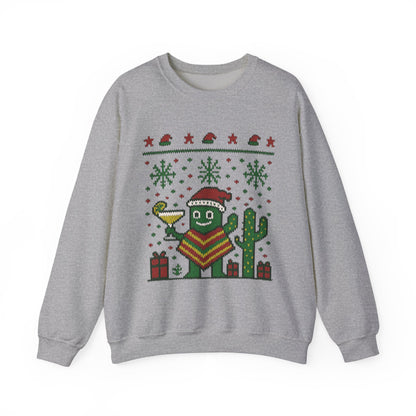 Festive Cactus Christmas Women's Sweatshirt, Funny Santa Hat Holiday Pullover, Women's Heavy Blend™ Crewneck Sweatshirt