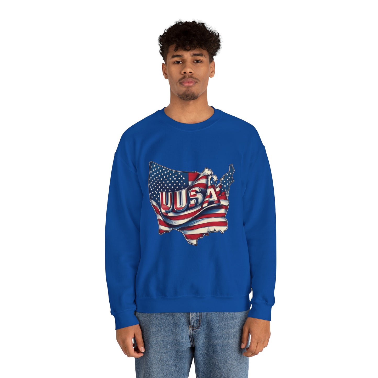 Patriotic USA Crewneck Sweatshirt, Unisex Sweatshirt, American Flag Apparel, Casual Comfort, Great for Independence Day and Holidays