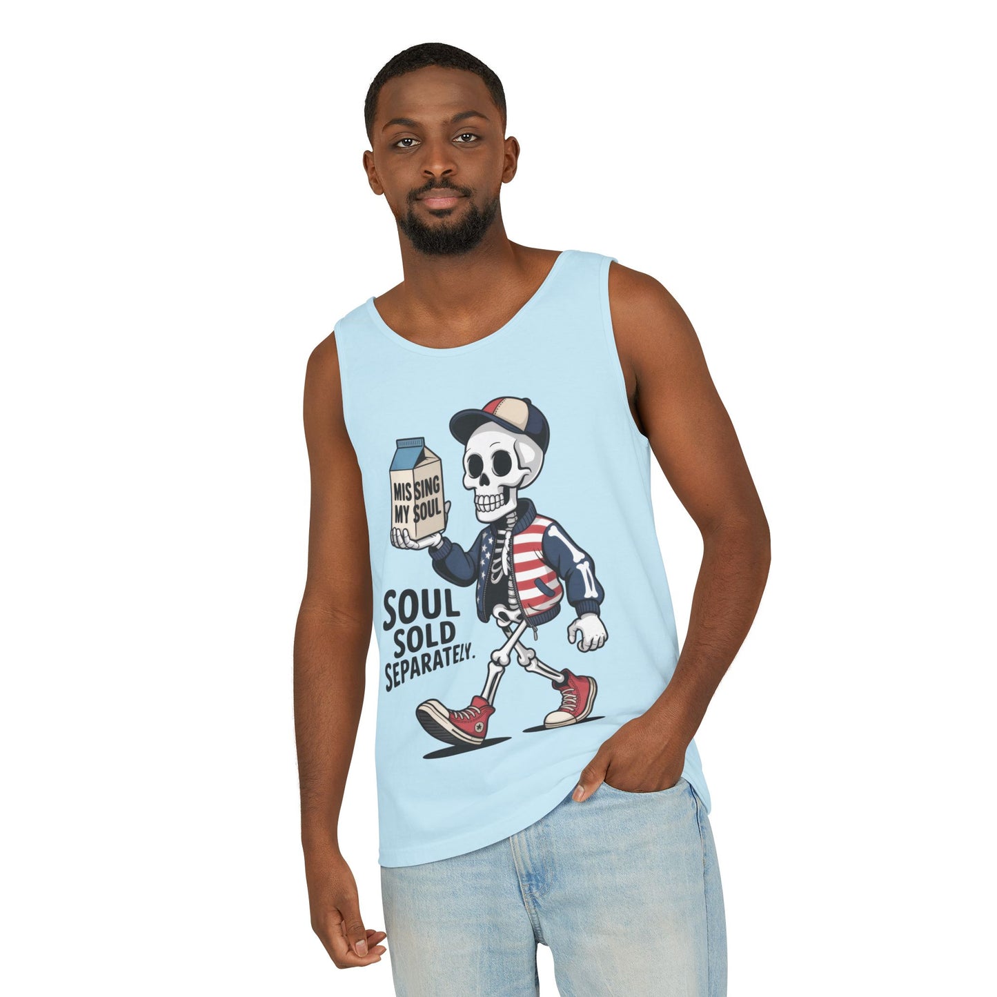 Funny Skeleton Tank Top, Soul Sold Separately Muscle Tee, Missing My Soul Graphic Shirt, Gothic Streetwear Workout Top