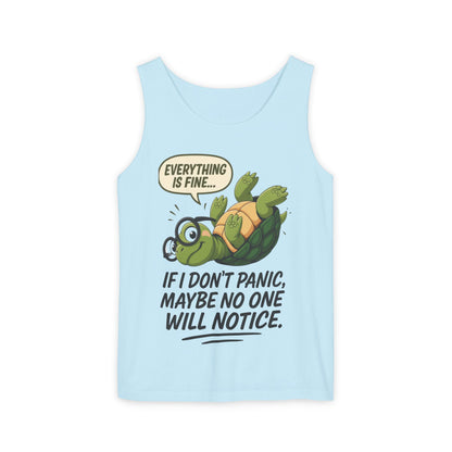 Funny Turtle Womens Tank Top, Everything is Fine, Womens Summer Apparel, Relaxed Fit, Pool Party, Beachwear, Humorous Gift
