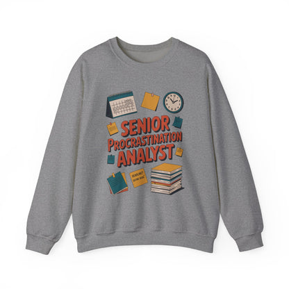 Senior Procrastination Analyst Sweatshirt, Gift for Graduates, Office Humor Apparel, Meme Sweatshirt, Casual Wear, Motivation Humor Apparel