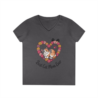 Best Cat Mom V-Neck T-Shirt, Gifts for Cat Lovers, Pet Mom Tee, Cute Cat Shirt, Animal Lover Apparel, Mother's Day Gift