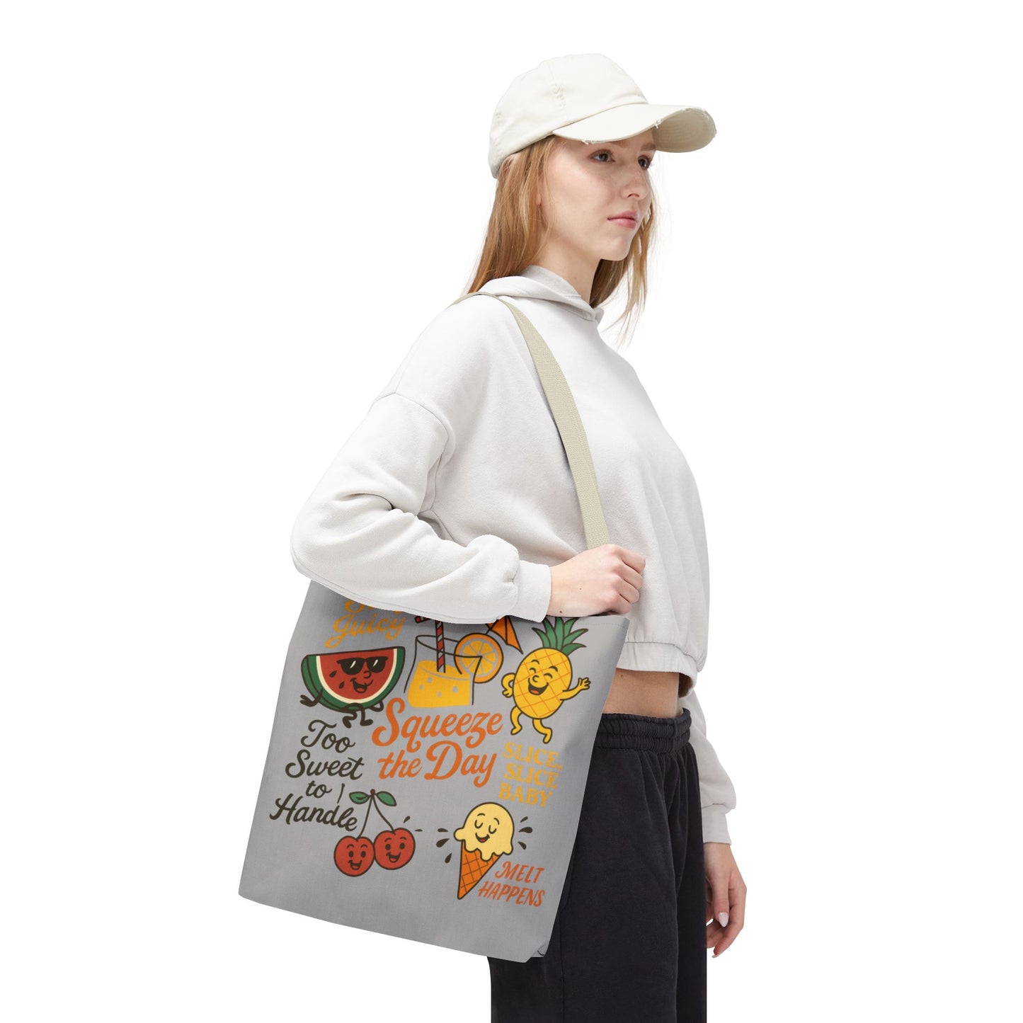 Juicy Summer Tote Bag, Fun Beach Carryall, Perfect for Grocery Shopping, Reusable Market Tote, Cute Gift for Fruit Lovers, Large Tote Bag
