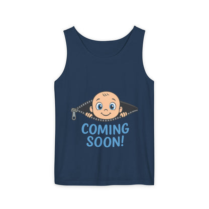 Coming Soon Maternity Tank Top, Cute Baby Boy Pregnancy Announcement Tee, Funny Expecting Mom Gift, Gender Reveal Tee, Baby Shower Top