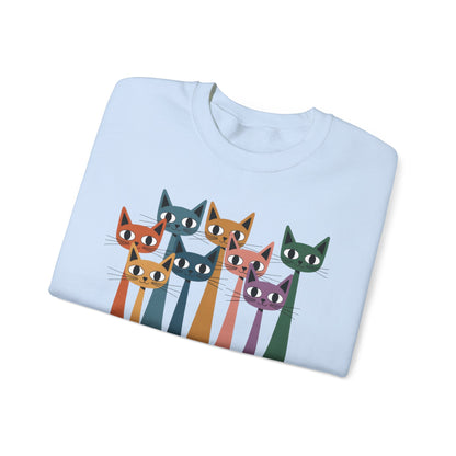 Colorful Cat Sweatshirt, Cozy Crewneck, Cat Lover Gift, Unisex Sweatshirt, Cute Animal Apparel, Fun Gift for Cat Owners