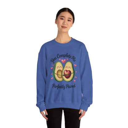 Cute Avocado Love Crewneck Sweatshirt, Sweatshirt for Couples, Perfect Gift for Valentines Day, Cozy Apparel, Avocado Lover Gift